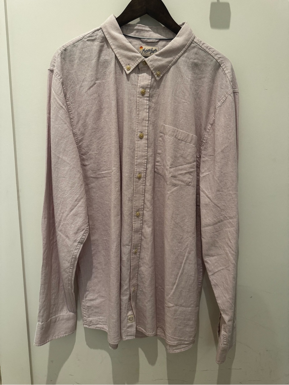 Marine Layer | Better-Than-Linen | Lavender Mist Stripe Button-Down | XXL